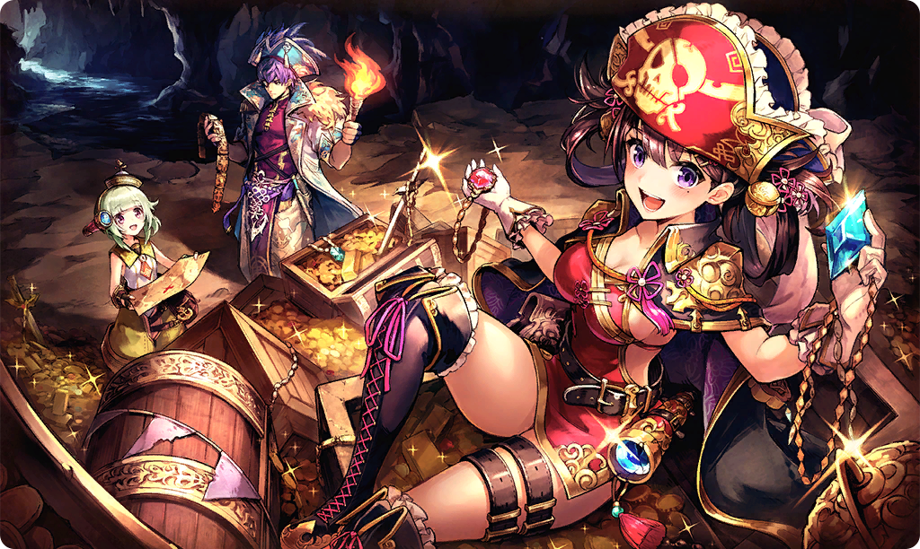 1boy, 2girls, :d, blunt_bangs, boots, brown_hair, cave, cave_interior