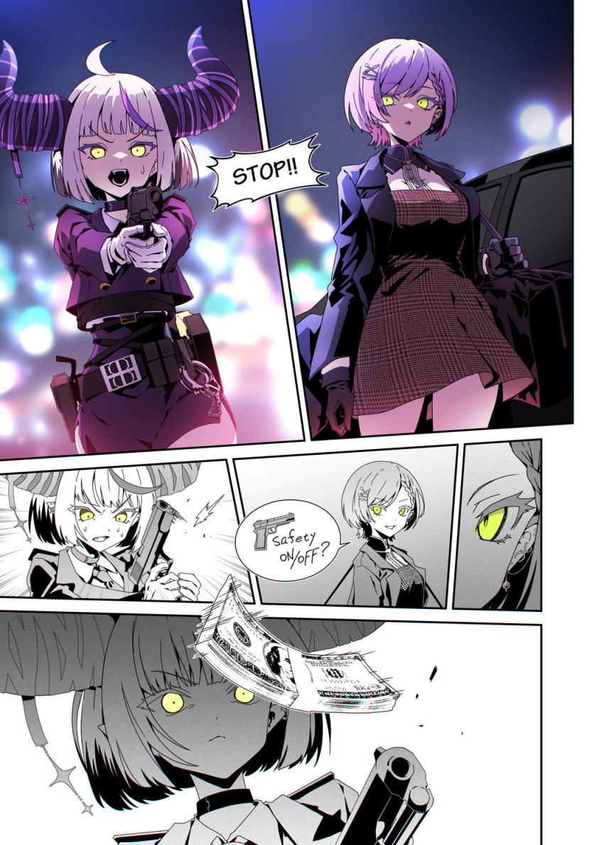 alternate_costume, bag, banknote, blunt_bangs, blunt_ends, bob_cut, car, coat