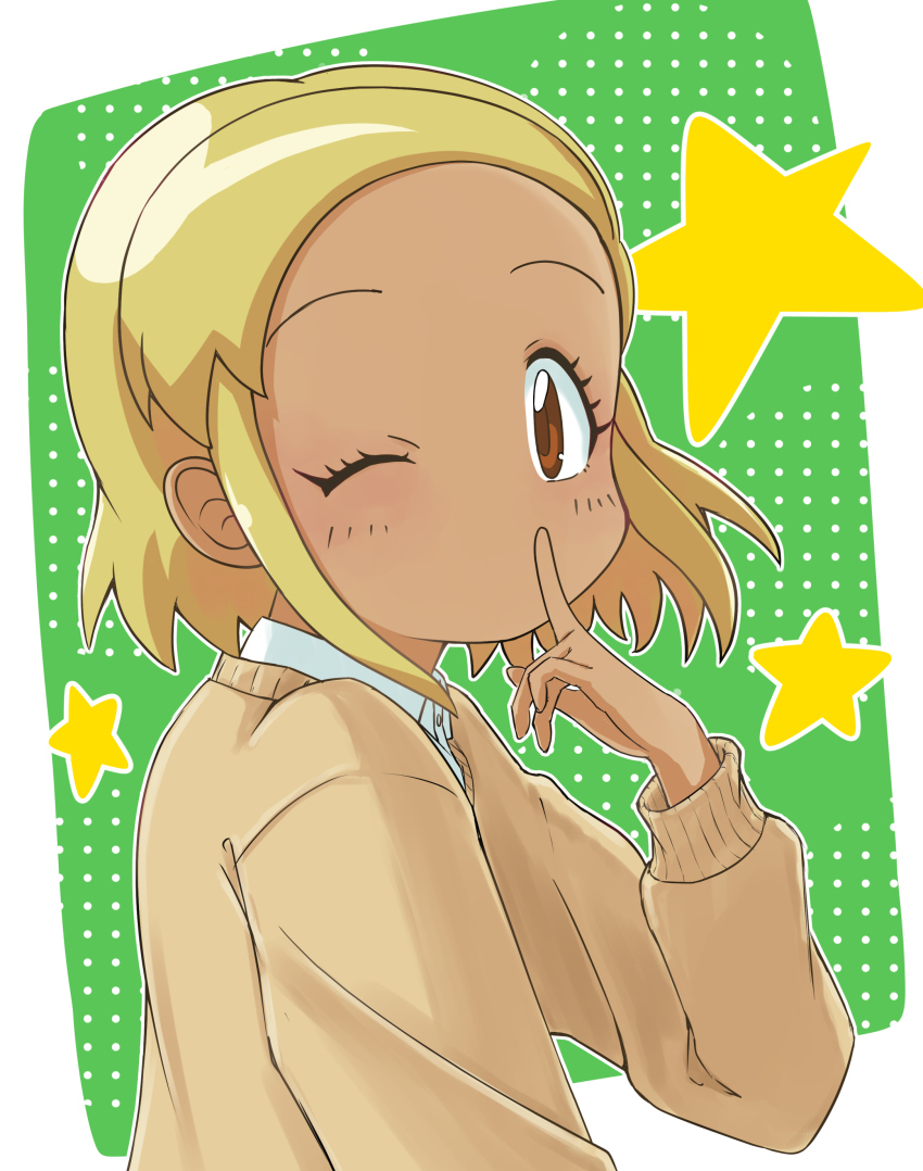 1girl, absurdres, angol_mois, blonde_hair, blush, brown_eyes, dark-skinned_female, dark_skin