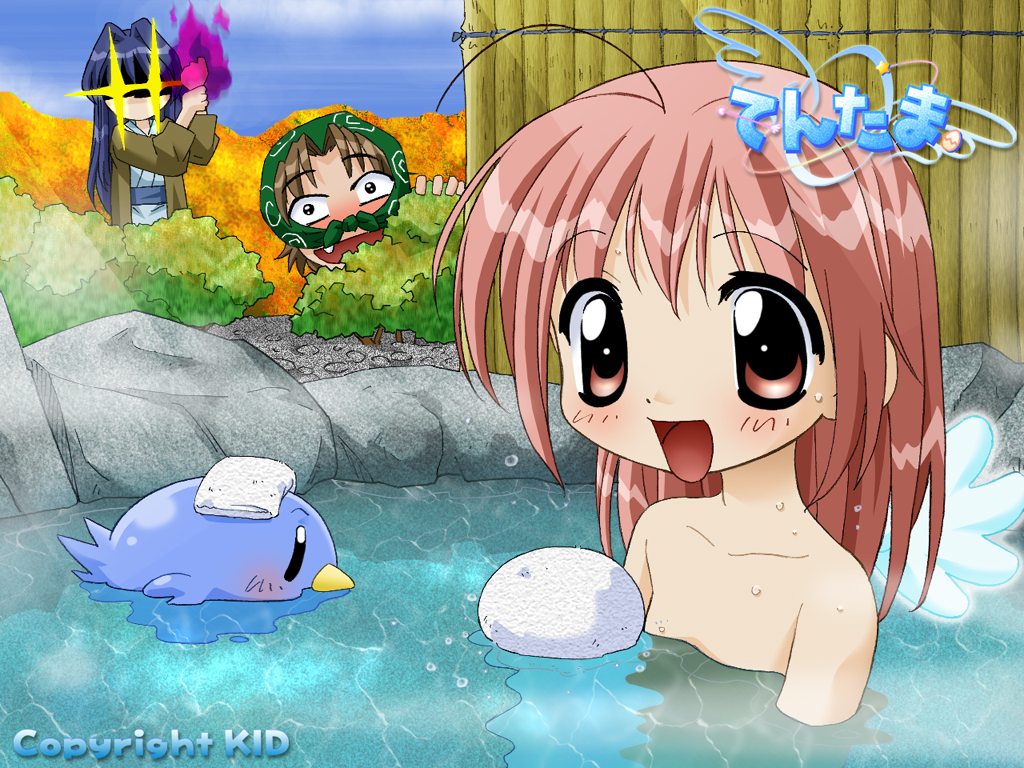 +_+, 2000s_(style), 2boys, 2girls, ahoge, aizawa_takashi, aoi_(bird)_(tentama), aoi_(tentama)