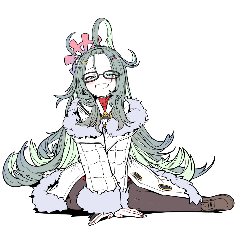 1girl, absurdres, ahoge, bangs_pinned_back, blue_archive, blue_eyes, blush, coat