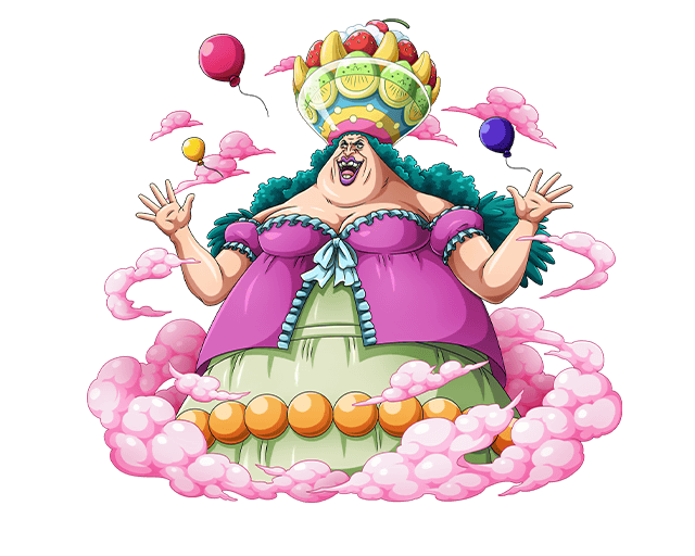 1girl, aqua_hair, balloon, banana, bodskih, breasts, charlotte_compote, cleavage