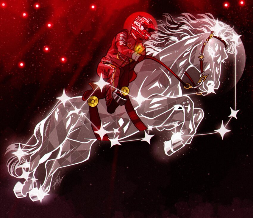 1boy, charles_leclerc, commentary, constellation, crystal, crystal_tail, english_commentary, ferrari