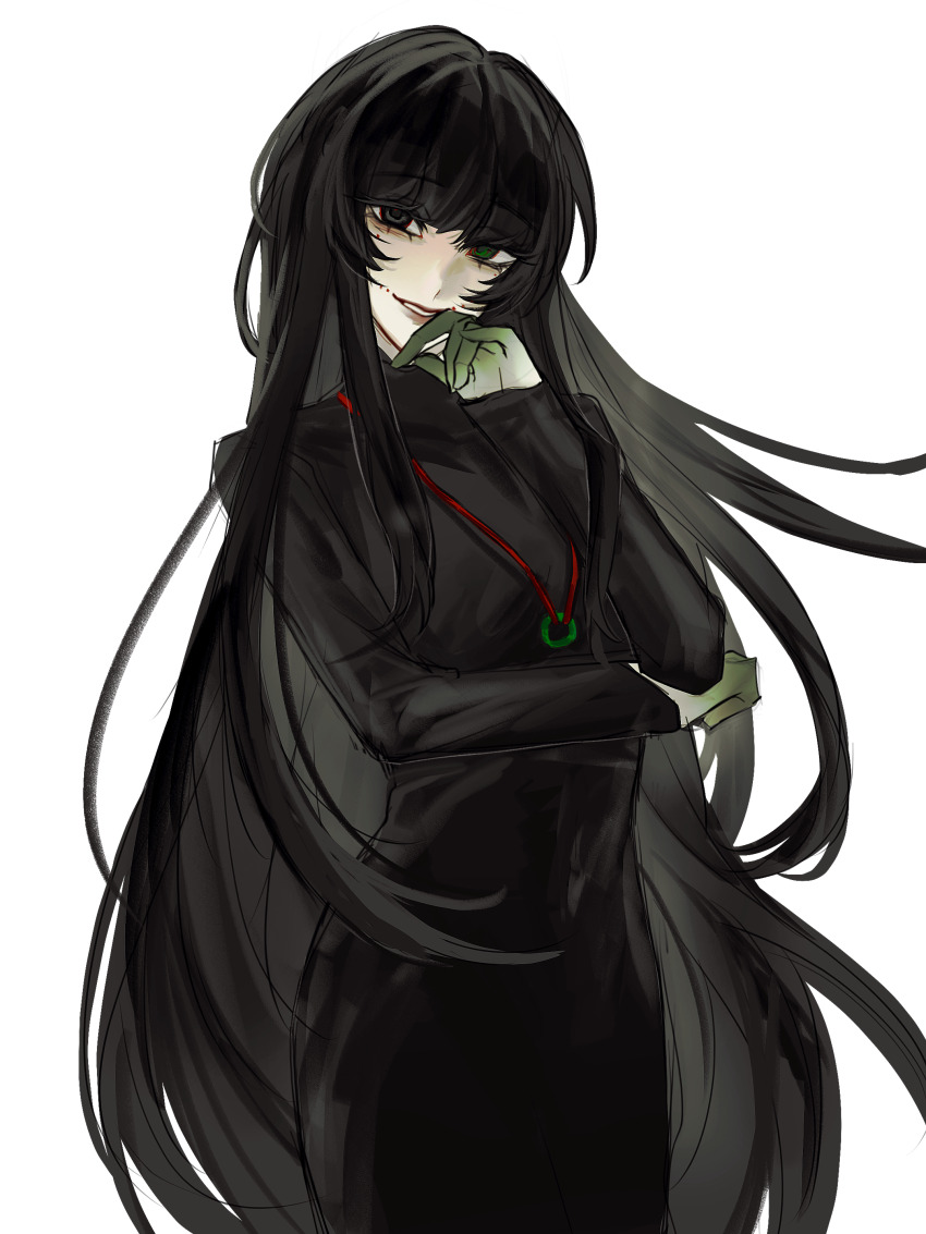 1girl, absurdres, black_dress, black_eyes, black_hair, blunt_bangs, buxiang_hua_suxie!, chinese_commentary