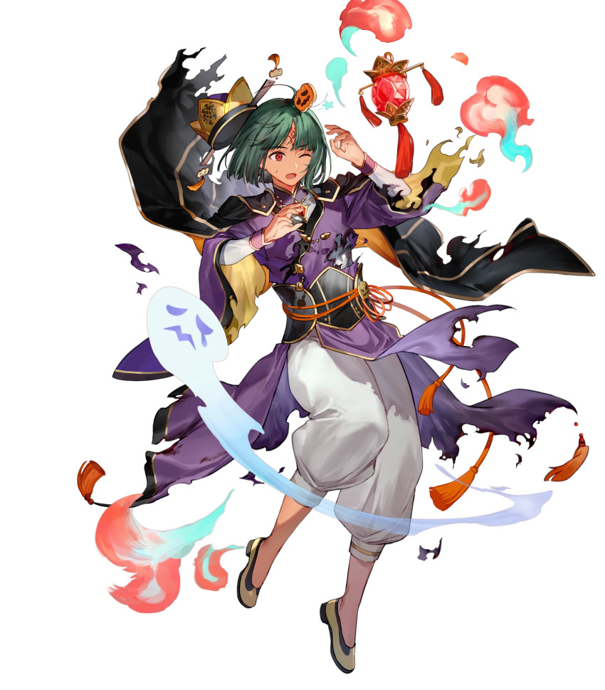 1boy, baggy_pants, bob_cut, cape, dark-skinned_male, dark_skin, enma_(mythology), facial_mark