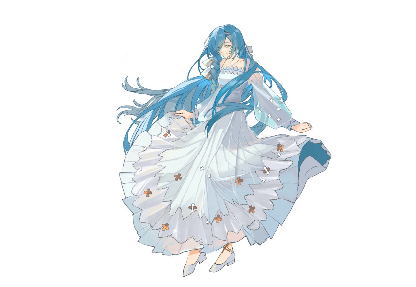 1girl, 37_(reverse:1999), absurdres, blue_eyes, bow, danzhi_lingjia, dress, floating_hair