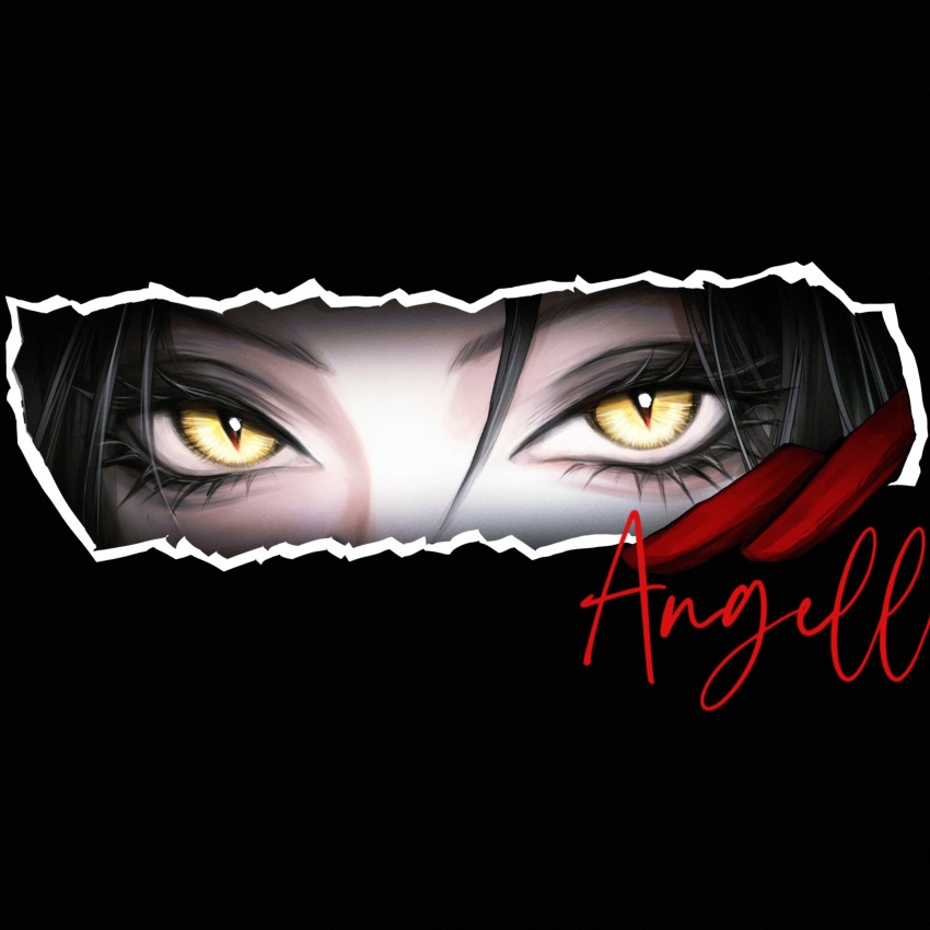 1girl, absurdres, angell_(path_to_nowhere), black_hair, character_name, chinese_commentary, commentary, eye_focus