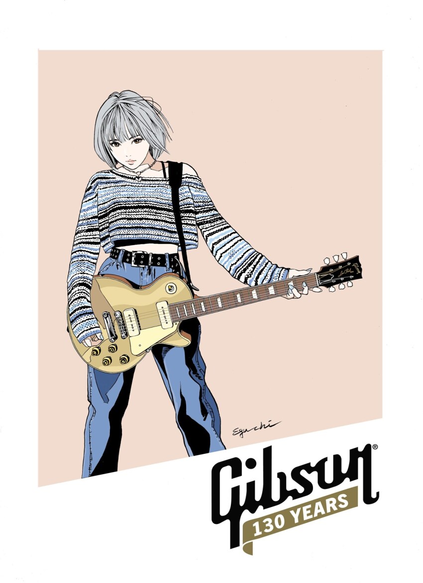 1girl, anniversary, belt, blue_nails, brown_eyes, commentary, denim, eguchi_hisashi