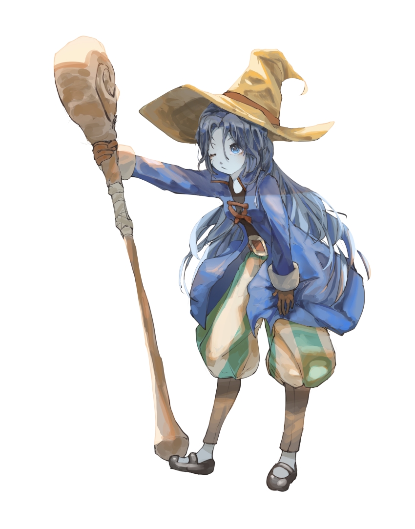 1girl, absurdres, blue_eyes, blue_hair, brown_hat, commentary, cosplay, crossover