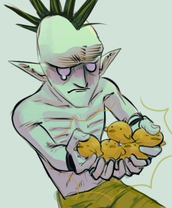 1boy, alchemillarine, animal, baby_animal, beak, bird, blank_eyes, chick