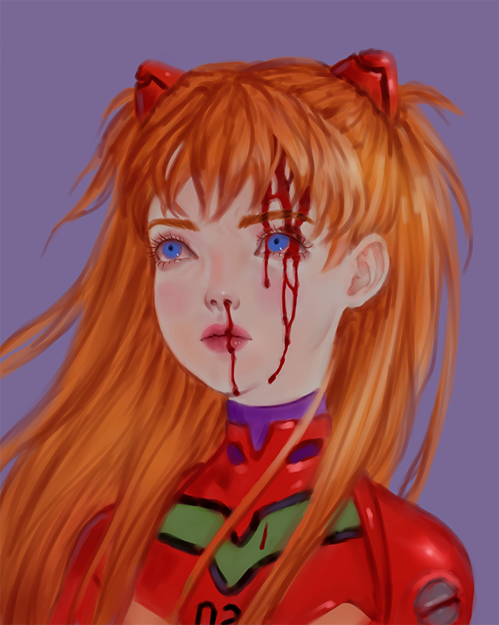 1girl, blood, blood_from_forehead, blood_on_clothes, blood_on_face, blue_eyes, bodysuit, female_focus