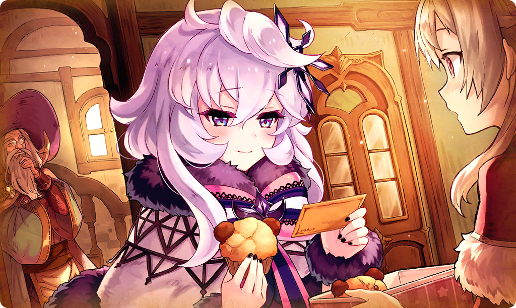 1boy, 2girls, ^_^, black_nails, box, closed_eyes, closed_mouth, commentary