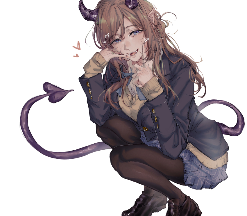 1girl, black_jacket, blazer, blue_eyes, blue_ribbon, blue_skirt, blush, breasts