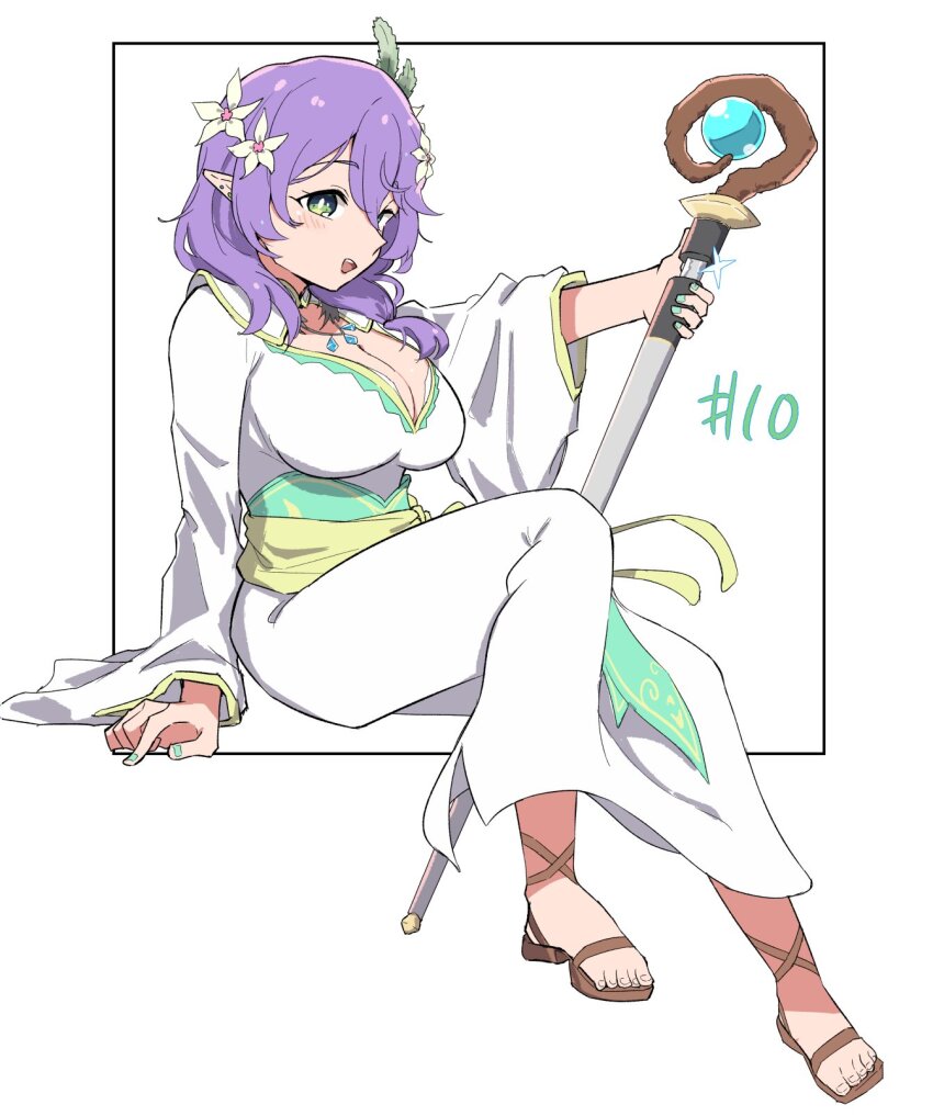 1girl, breasts, dress, flower, hair_flower, hair_ornament, highres, ki-ro-to