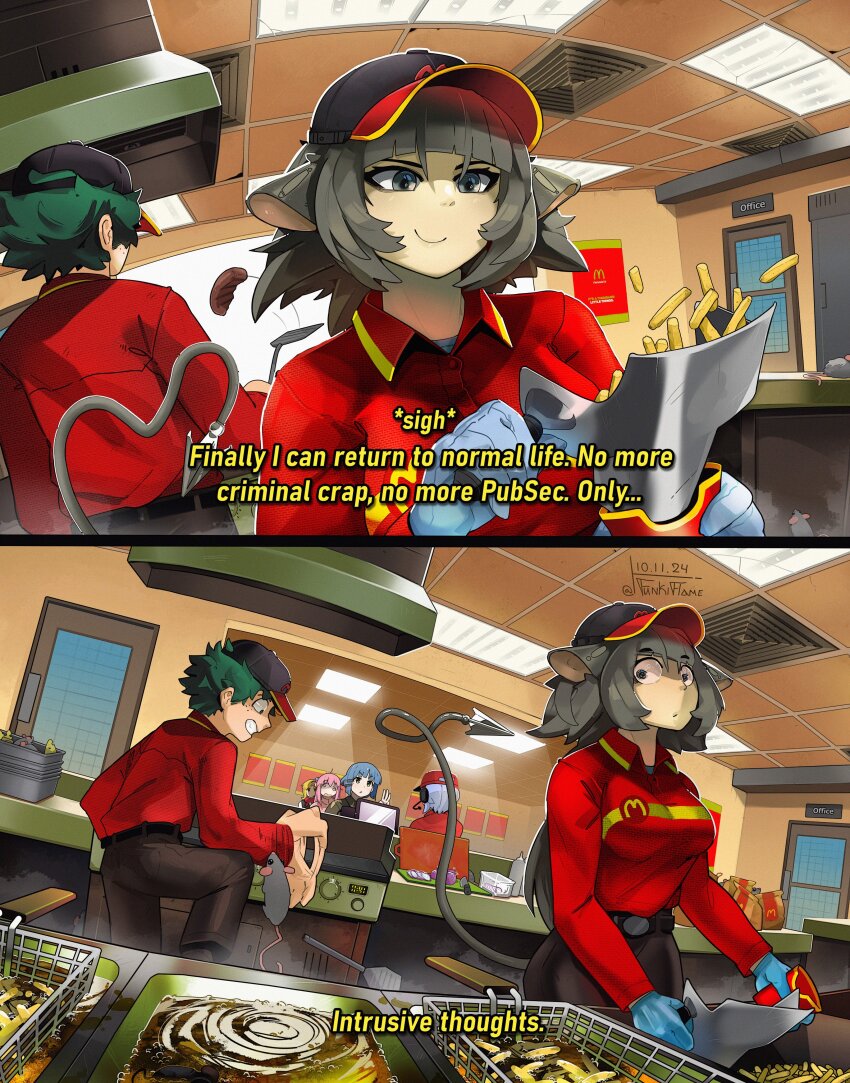 1boy, 4girls, absurdres, artist_name, blonde_hair, blue_gloves, blue_hair, bocchi_the_rock!