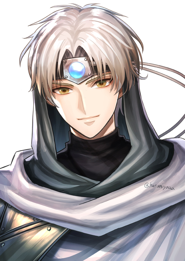 1boy, closed_mouth, commentary_request, eagle_vision, grey_hair, haru_(toyst), looking_at_viewer, magic_knight_rayearth