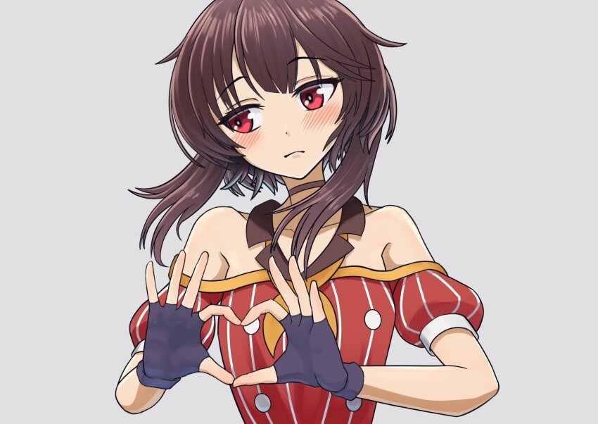 1girl, alternate_costume, bare_shoulders, black_gloves, blush, breasts, brown_hair, collarbone