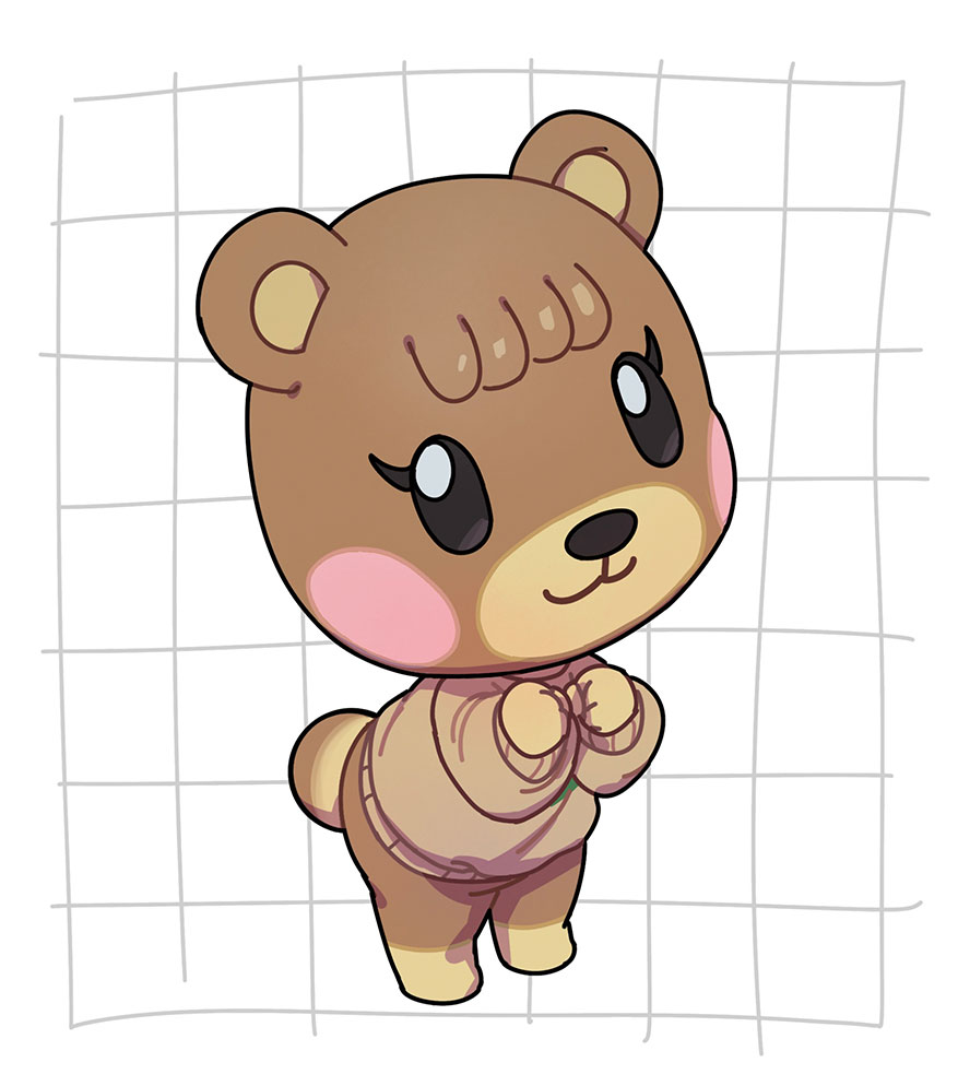 1girl, :3, animal_crossing, animal_ears, animal_nose, bear_ears, bear_girl, bear_tail