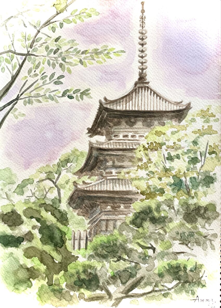 architecture, artist_name, building, east_asian_architecture, fence, forest, highres, nature