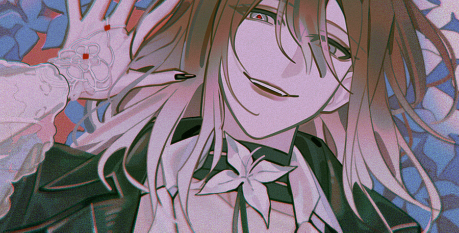 2girls, aiwairanai, black_nails, bridal_gauntlets, collarbone, coquelic_(path_to_nowhere), eyes_visible_through_hair, female_pov