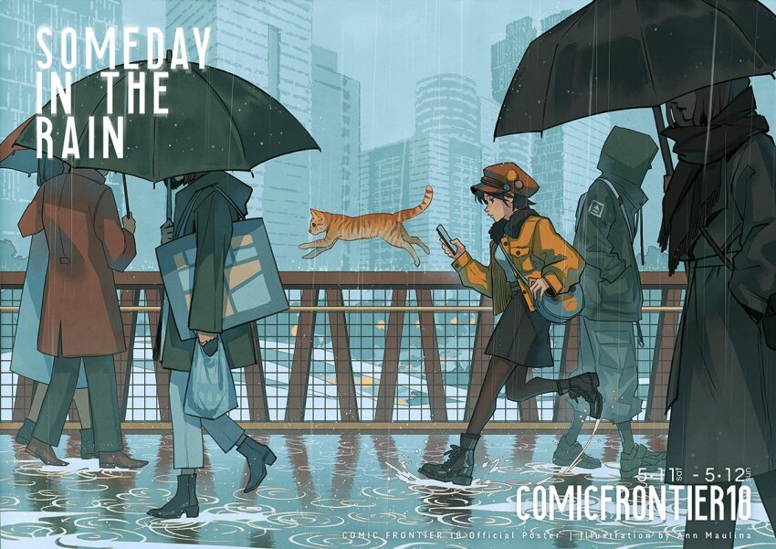 1girl, ann_maulina, bag, black_footwear, black_hair, black_skirt, brown_hat, building