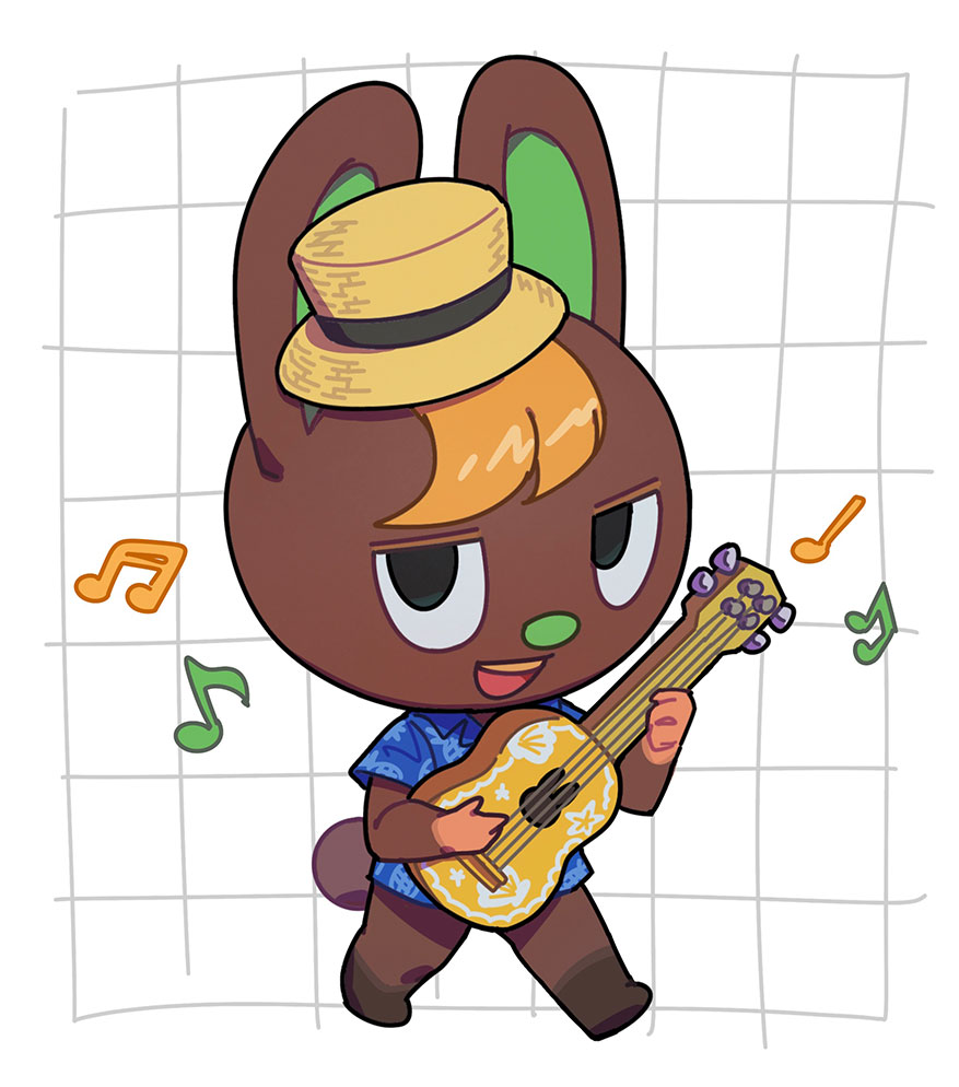 1boy, animal_crossing, animal_ears, animal_nose, blonde_hair, brown_fur, commentary_request, full_body