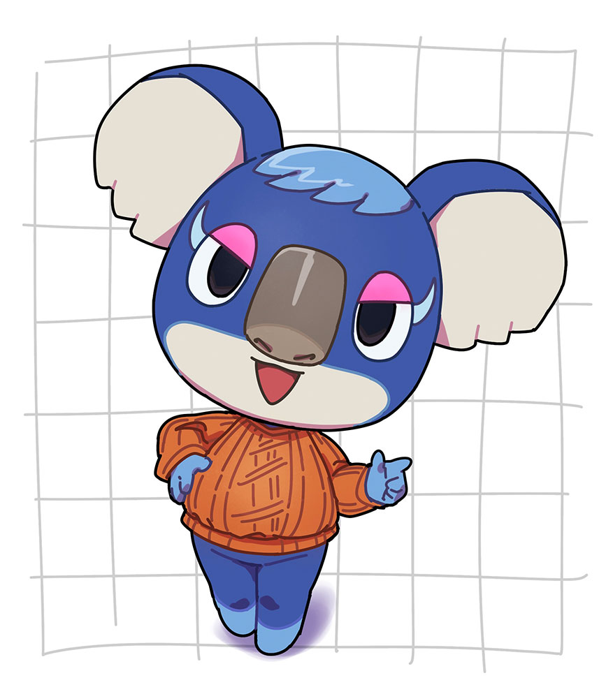 1girl, animal_crossing, animal_ears, animal_nose, blue_fur, commentary_request, eyelashes, eyeshadow