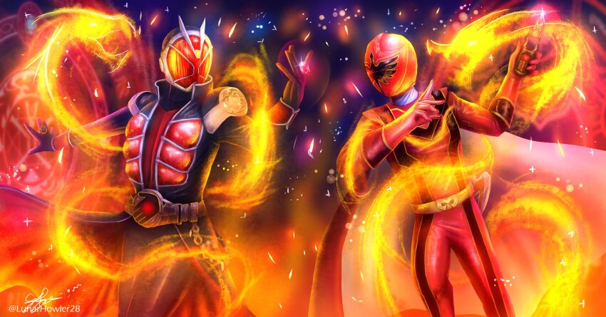 2boys, absurdres, armor, belt, black_coat, black_gloves, black_pants, bodysuit