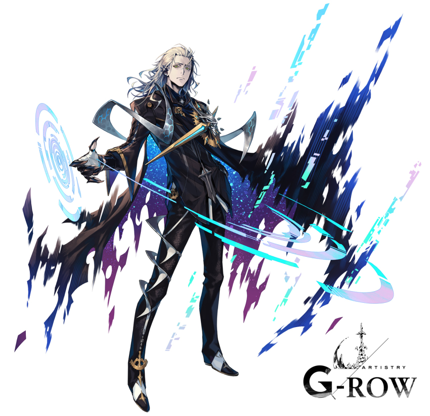 1boy, black_footwear, black_jacket, black_pants, closed_mouth, commentary_request, forehead, full_body