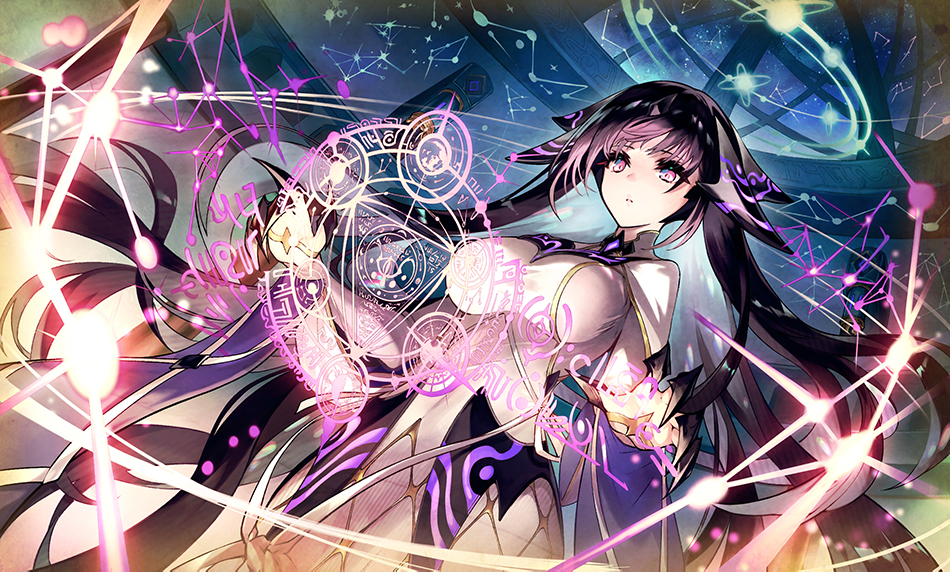 1girl, breasts, claybelle, colored_eyelashes, colored_inner_hair, commentary, constellation, cowboy_shot