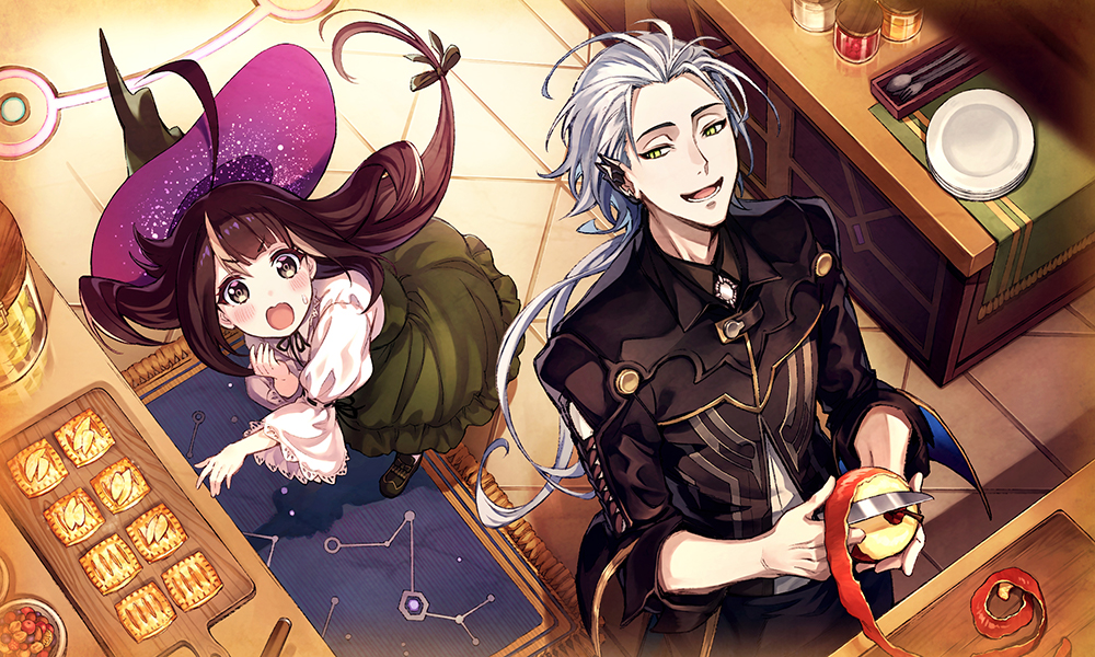 1boy, 1girl, aged_down, ambrosia_(ta_ga_tame_no_alchemist), apple, black_ribbon, blouse, commentary