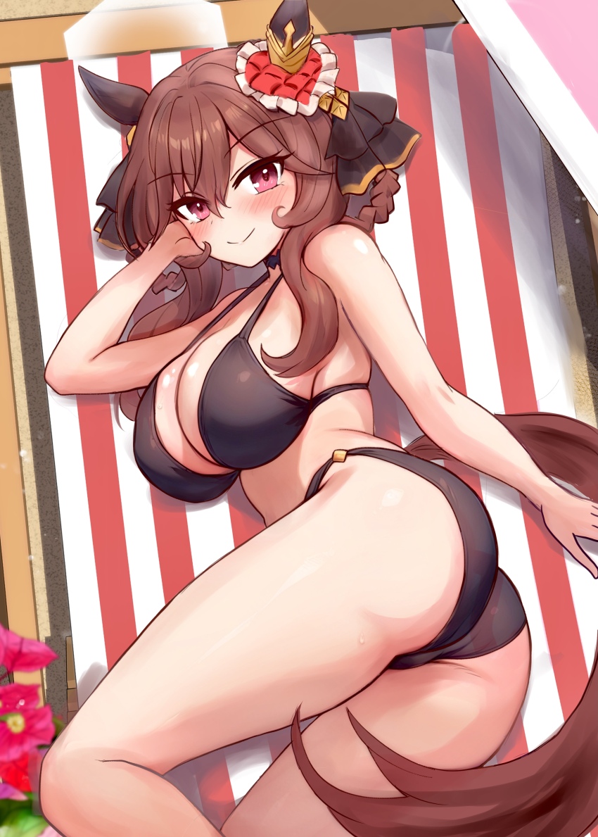 1girl, absurdres, animal_ears, ass, beatsheavens0735, bikini, blush, breasts