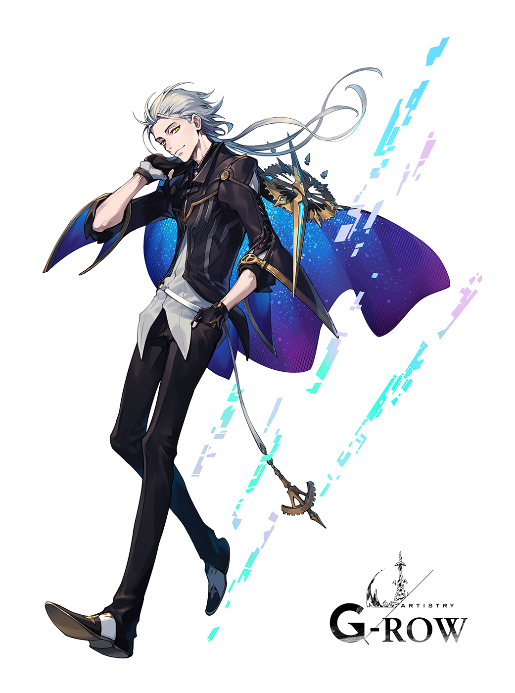 1boy, aged_down, black_footwear, black_gloves, black_jacket, black_pants, closed_mouth, commentary_request