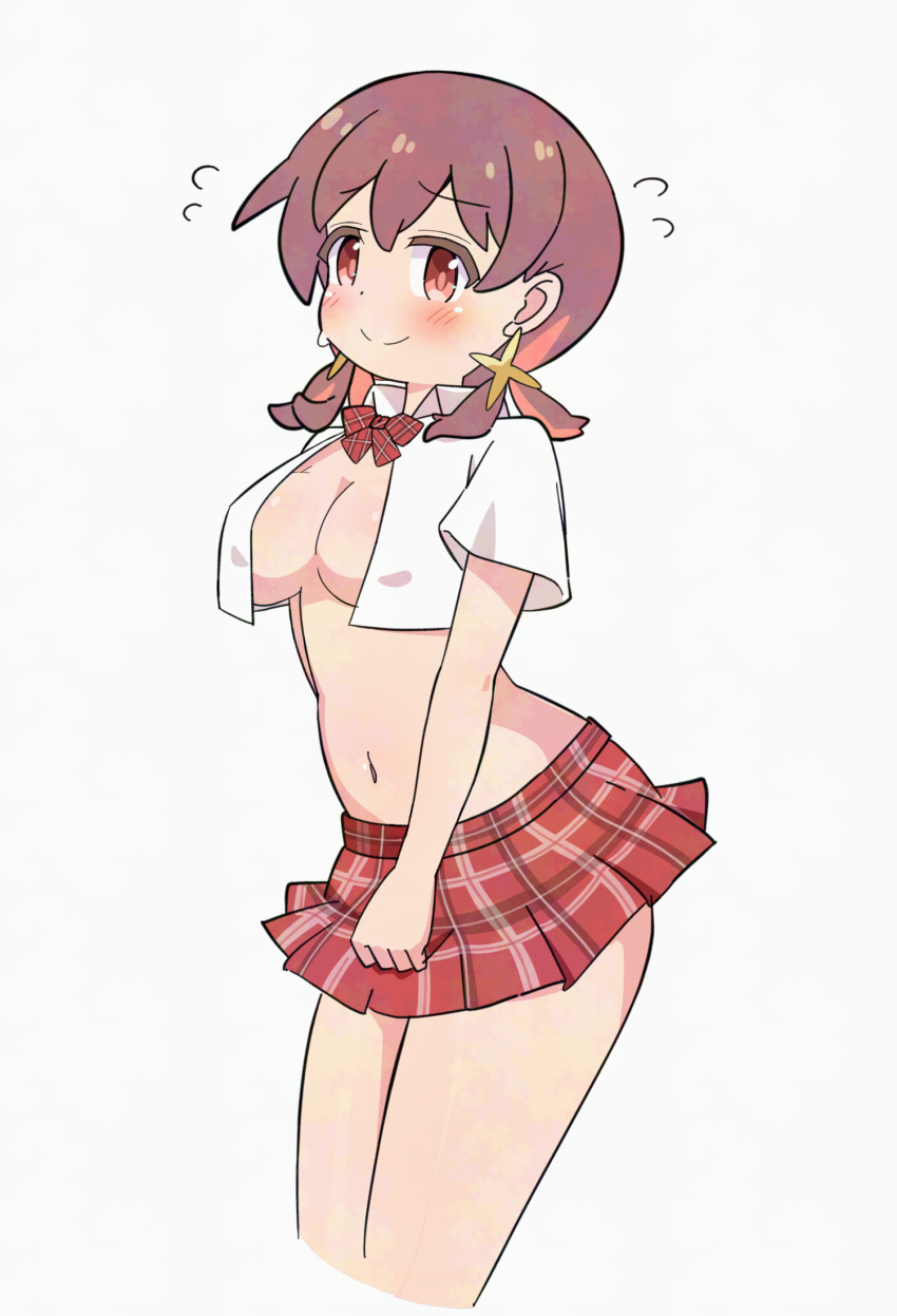 1girl, adversarial_noise, alternate_costume, arm_behind_back, bare_arms, bare_legs, blush, bow