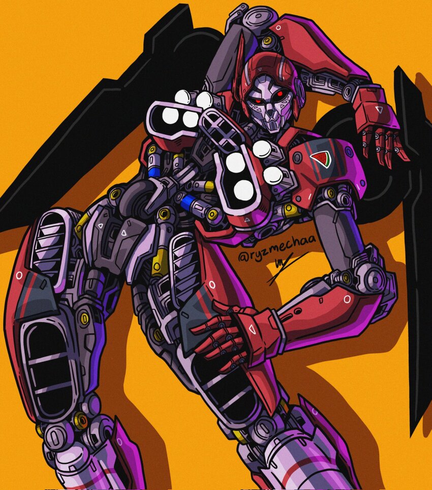 1girl, airplane_wing, bumblebee_(movie), hand_on_own_thigh, helmet, highres, humanoid_robot, mecha