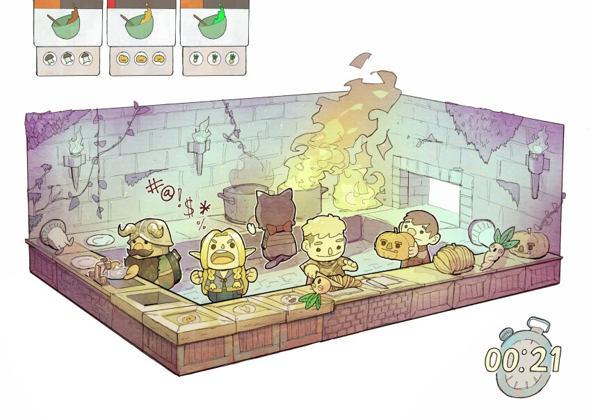 absurdres, chilchuck_tims, cooking, countdown, countdown_timer, derivative_work, dungeon, dungeon_meshi