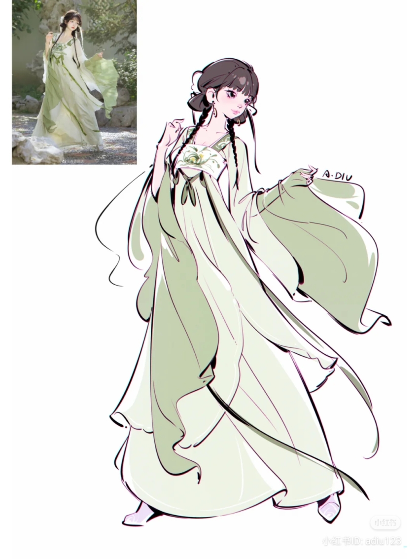 1girl, adiu, bad_source, black_hair, blunt_bangs, braid, chinese_clothes, double_bun