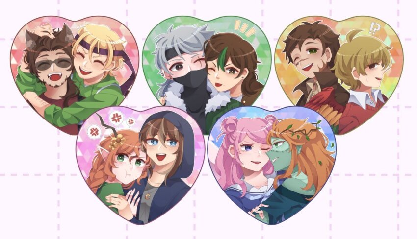 4girls, 6+boys, ^_^, ahoge, animal_ears, animification, antlers, bird_boy