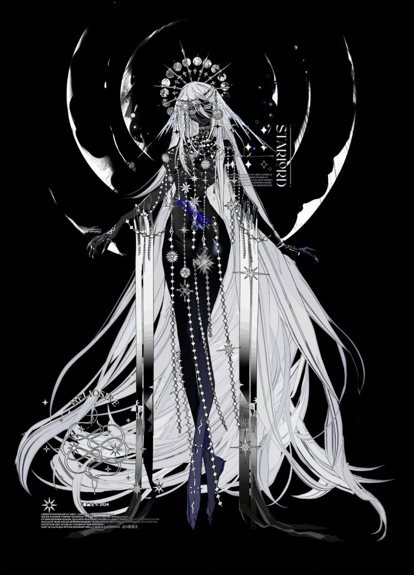 1girl, absurdly_long_hair, black_background, black_skin, body_jewelry, colored_skin, fingernails, hair_between_eyes