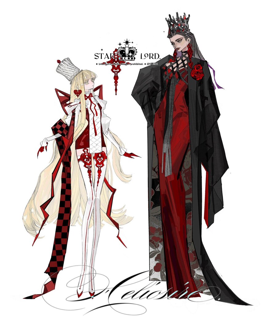 2girls, bird, blonde_hair, crow, dress, gloves, grey_eyes, grey_hair