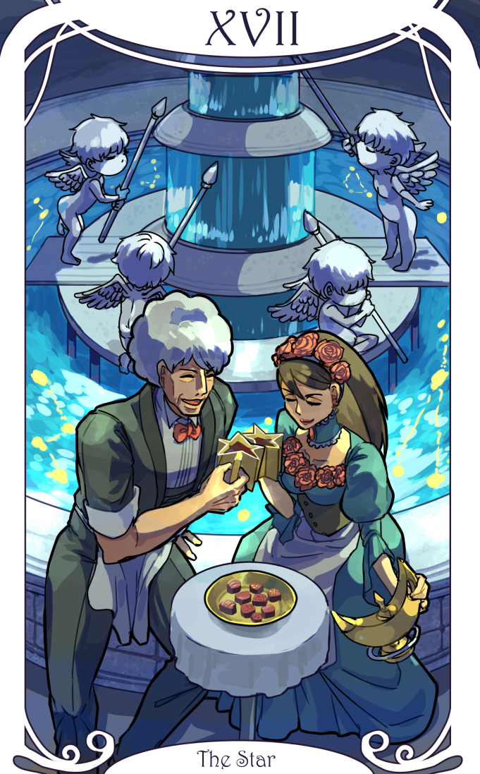 1boy, 1girl, ace_attorney, ace_attorney_investigations, ace_attorney_investigations_2:_prosecutor's_gambit, afro, apron, black_jacket