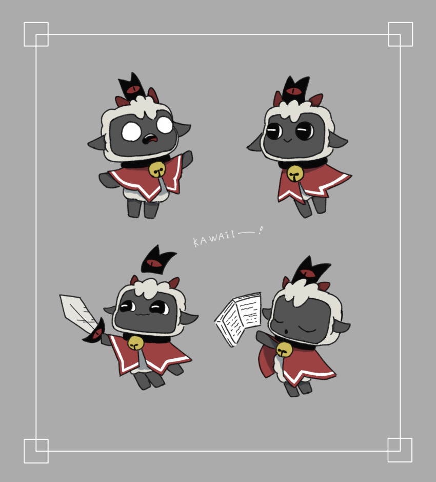 1other, :>, :3, :o, animal_ears, arm_up, arms_up, bell