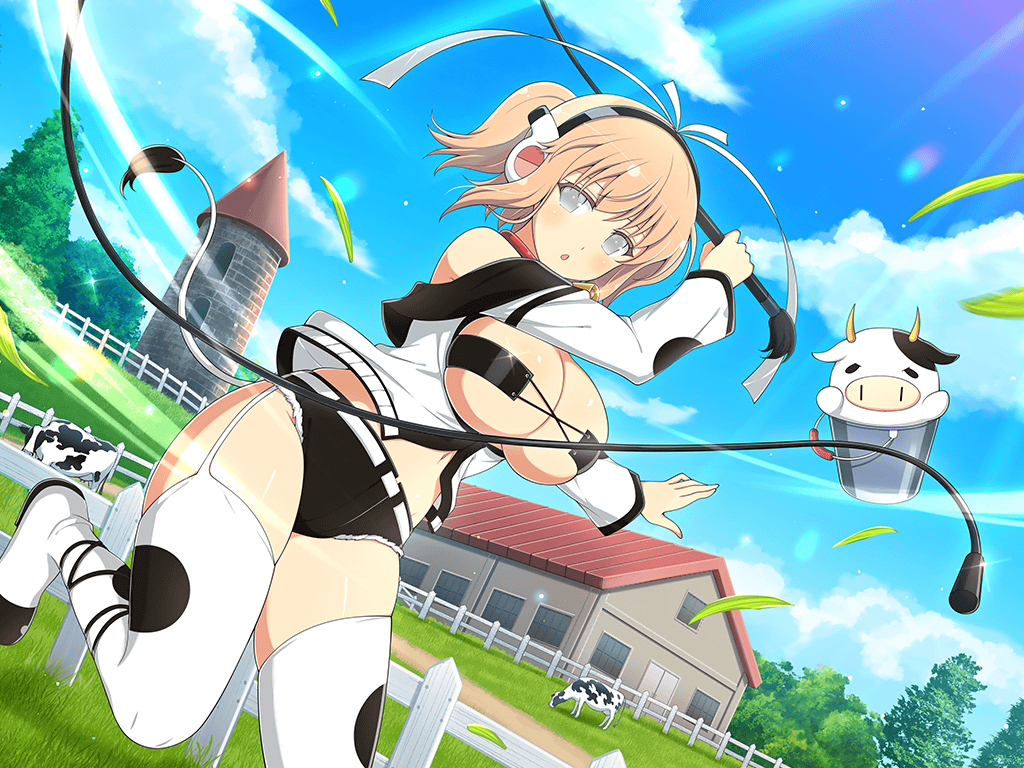 1girl, :o, animal_costume, animal_print, aura, barn, bikini, blonde_hair