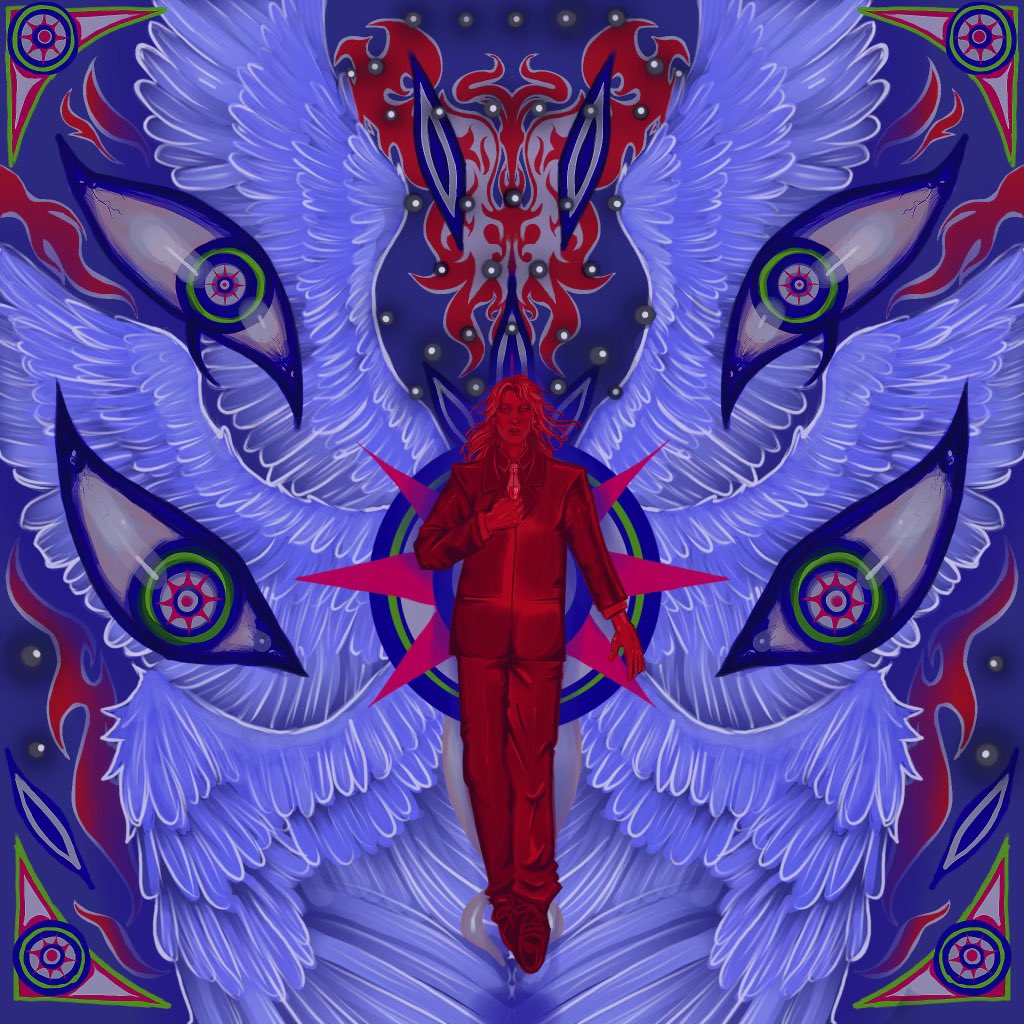 1boy, biblically_accurate_angel, bl00dfang, commentary, english_commentary, feathered_wings, formal_clothes, full_body