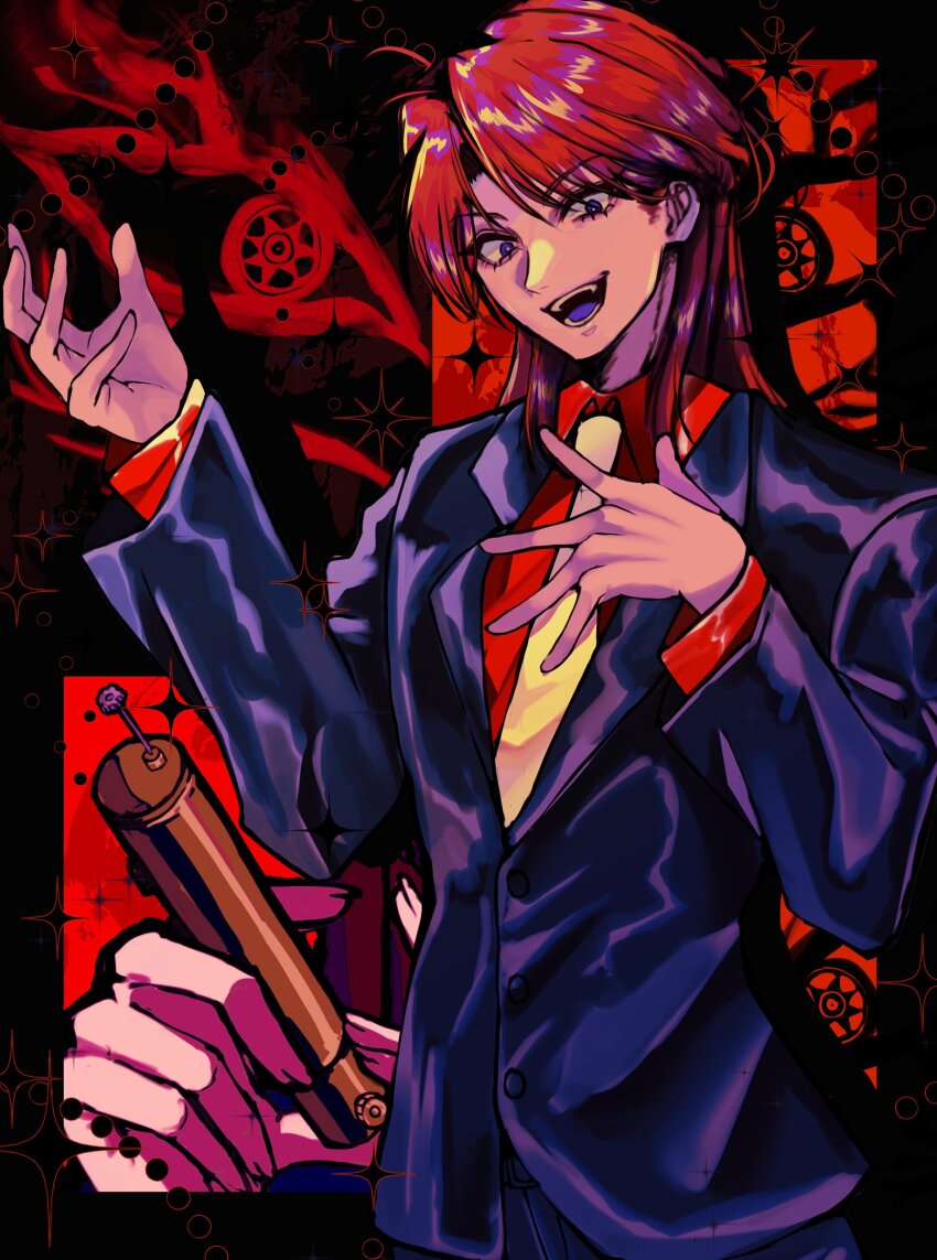 1boy, absurdres, blazer, collared_shirt, commentary_request, ebi_(googooneru), fingernail_torture_device, formal_clothes