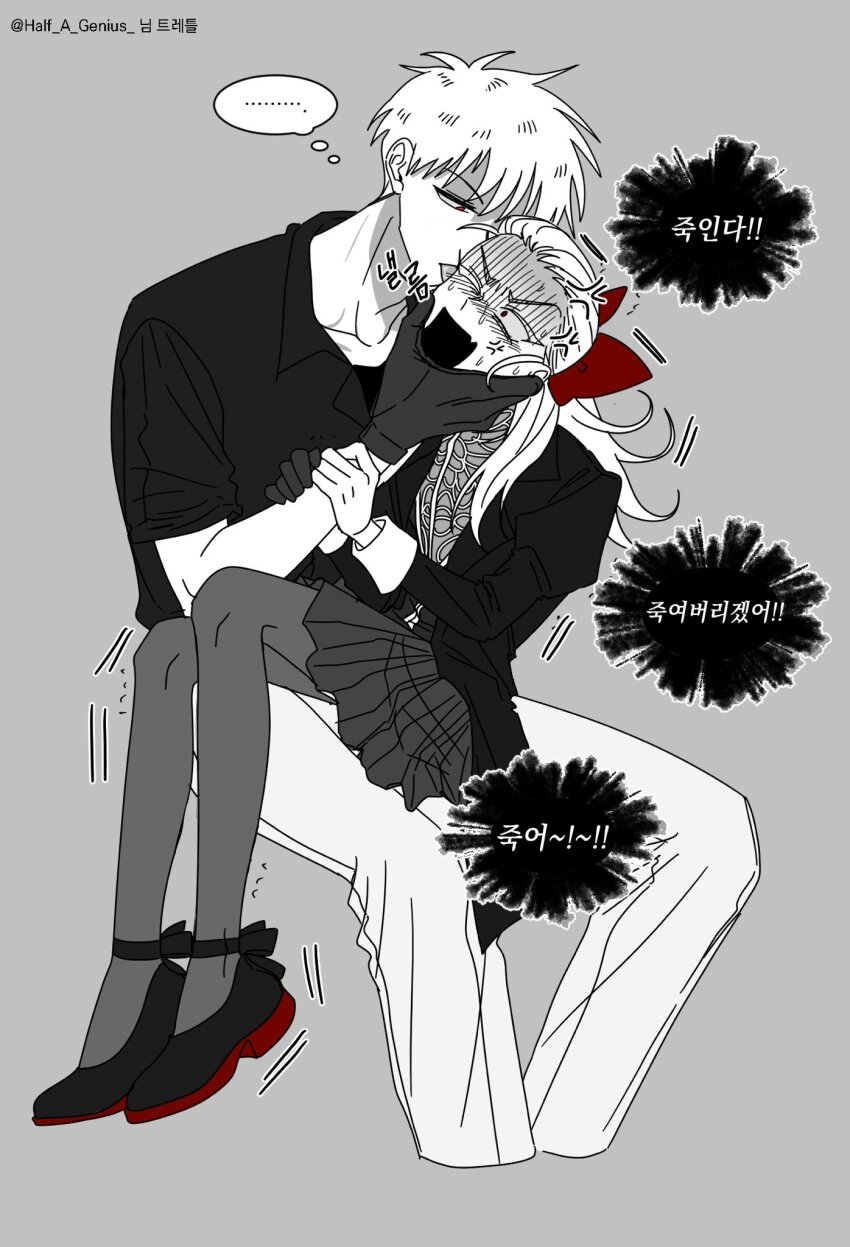 ..., 1boy, 1girl, aged_down, akagi:_yami_ni_oritatta_tensai, akagi_shigeru, anger_vein, bow