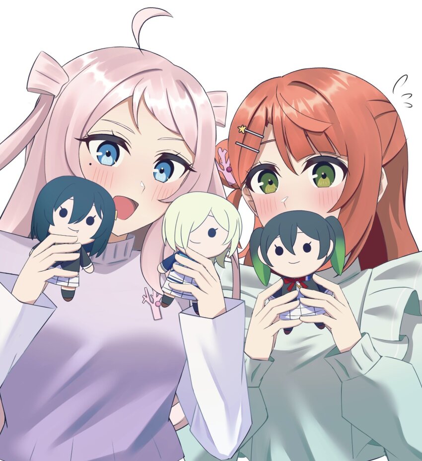 2girls, :d, ahoge, ame_(amedayo_njgk), black_hair, black_jacket, black_socks, blue_eyes