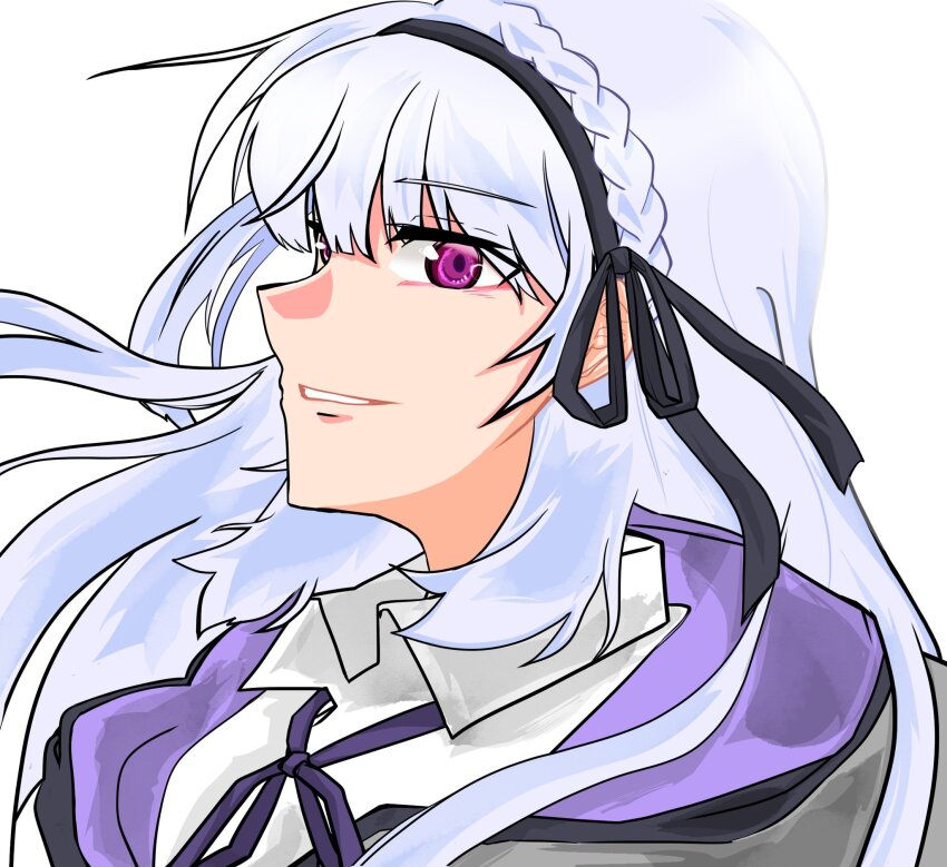 1girl, amatsu_marei, assault_lily, black_hairband, black_jacket, black_ribbon, bow_hairband, braid