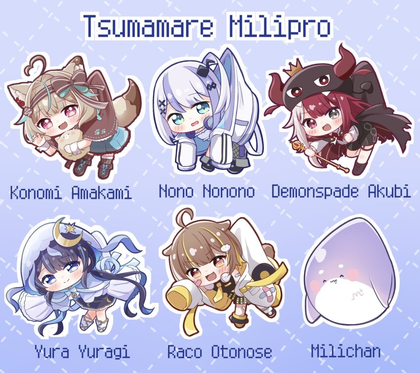 5girls, :d, ^_^, ahoge, akubi_demonspade, amakami_konomi, animal_ears, aqua_eyes