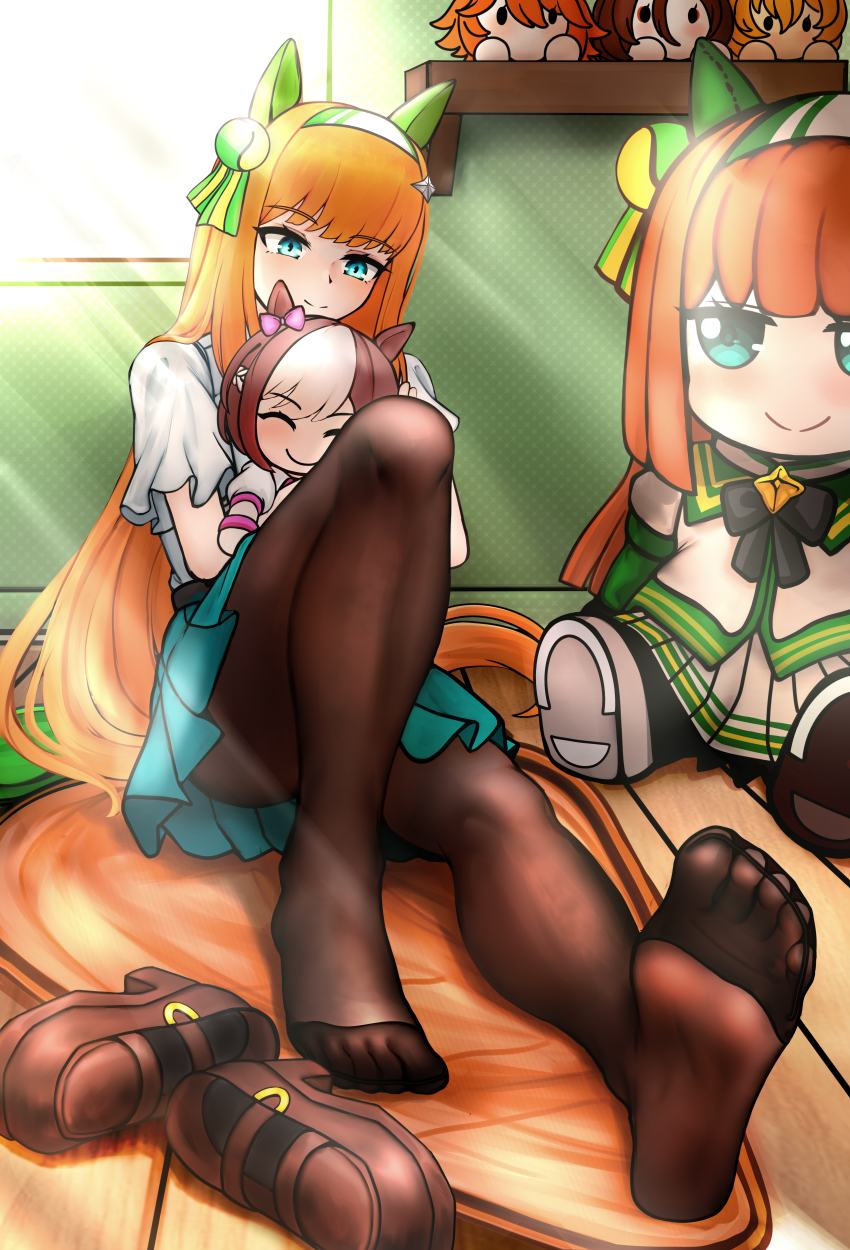 1girl, absurdres, animal_ears, blue_eyes, brown_shoes, bunny_211, character_doll, doll